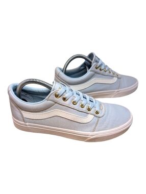 Vans Ward Lo Powder Blue EUC Low Top Women's Size 9.5 Gold Trainer Sneakers